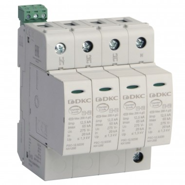 Фотография товара 'DKC NX1242 УЗИП, класс I+II, 4-полюсный, L1-L2-L3-N, 12,5кA, удаленный контроль'