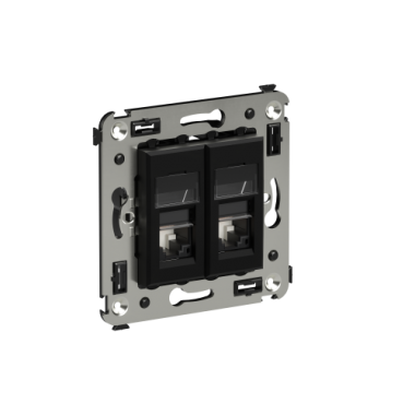 Фотография товара 'DKC 4412314 Телефонная розетка RJ-12 в стену двойная, "Avanti", "Черный матовый"'