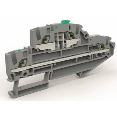 Фотография товара 'DKC ZEFDS210GR Двухуровневая клемма с размыкателем на 2,5 кв.мм'