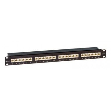 Фотография товара 'DKC RN6PPF241BK Патч-панель 19",1U,CAT6, 24 порта RJ45, экранированная'