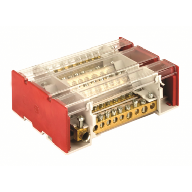 Фотография товара 'DKC BD3160104 Блок распределительный на DIN рейку 4р 160А, 7х7мм 1х8мм 1х9мм 1х12мм'