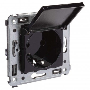 Фотография товара 'DKC 4402013 Розетка с крышкой в стену, 2P+E, с з/ш, "Avanti"'