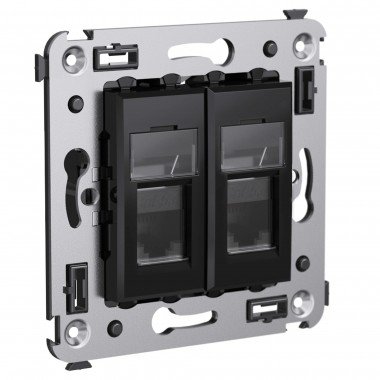 Фотография товара 'DKC 4402464 Компьютерная розетка RJ-45 в стену, кат.5e двойная'